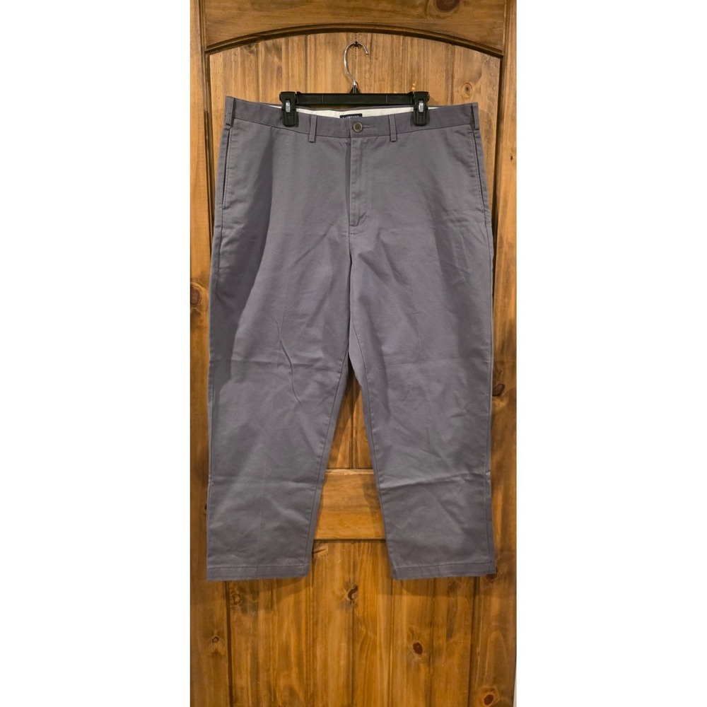 Lands' End Chino Pants Mens 40 Gray Traditional Fit Flat Front Straight Comfort